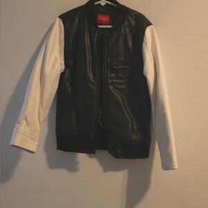Guess Kids Black and White Leather Jacket